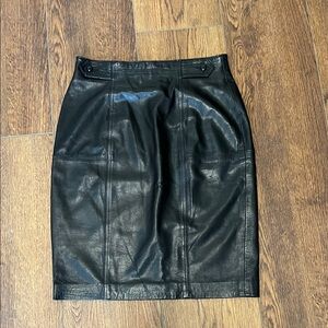 Dana Buchman Black Leather Pencil Skirt